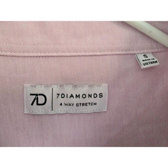 7 Diamonds Shirt Mens Small Pink 4 Way Stretch Oxford Long Sleeve Button Up - Picture 4 of 7